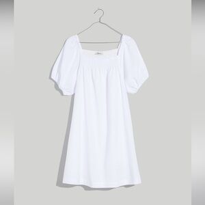 Madewell Puff Sleeve A Line Mini Dress Seersucker Stripe NF914 White M